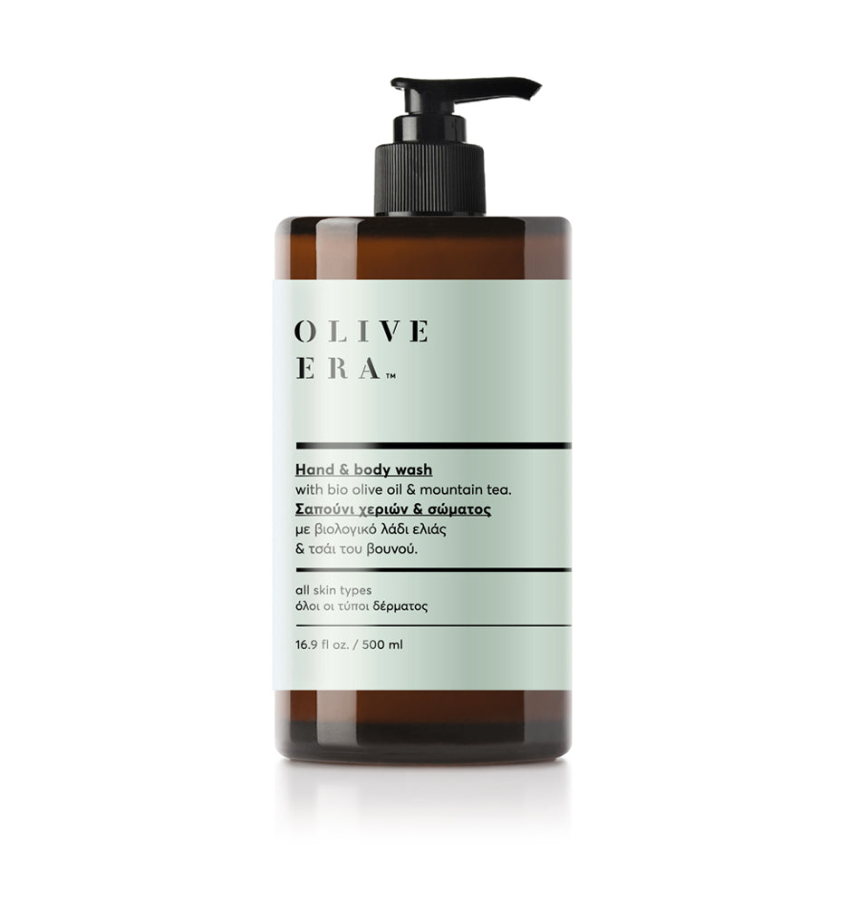 Hand & body wash met bio-olijfolie & mountain tea