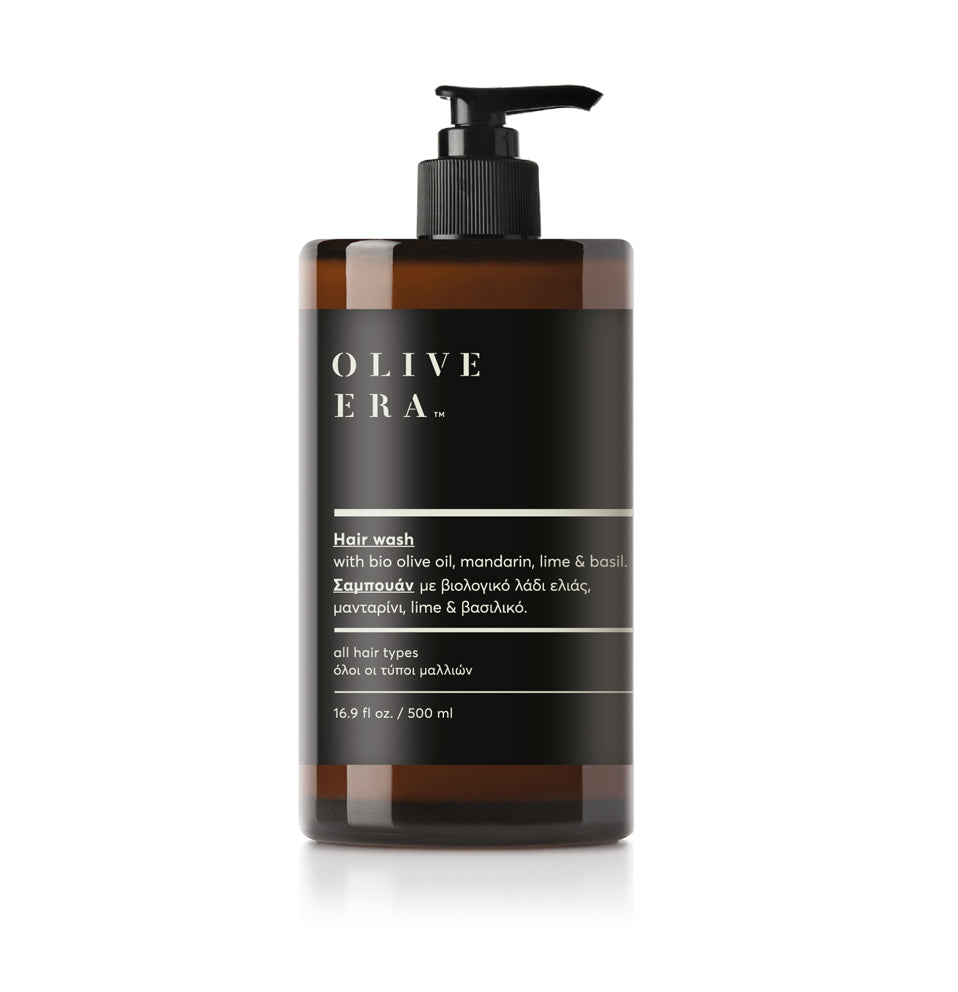 Hair wash met bio-olijfolie, mandarijn, limoen & basilicum